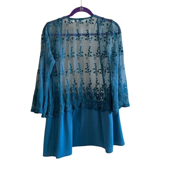 ANDREE BY UNIT Blue Lace Cardigan Size Medium - Picture 2 of 6